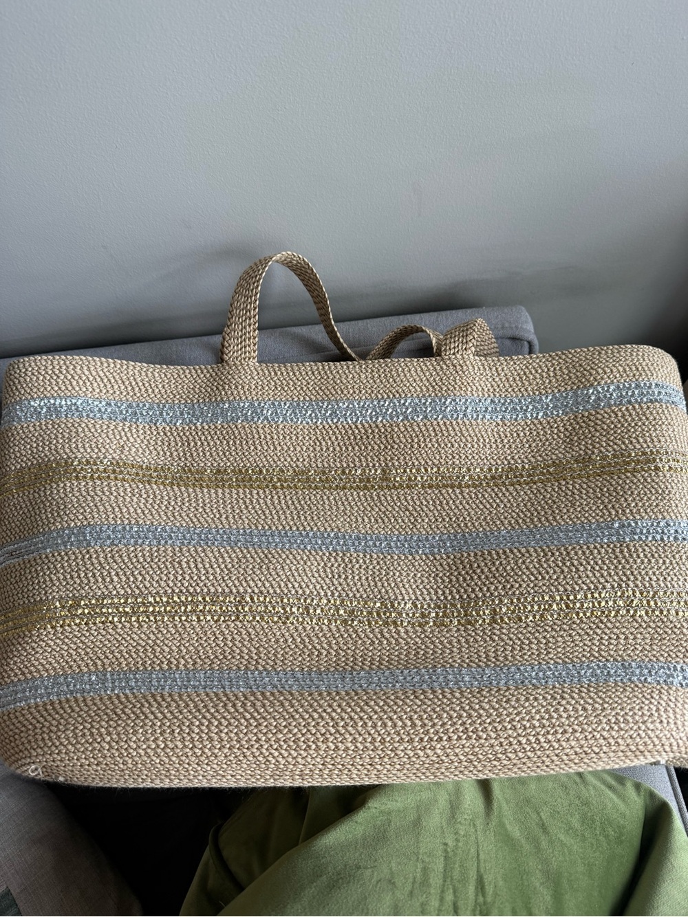 Eric Javits Straw Tote in Natural and Silver - Picture 5 of 9